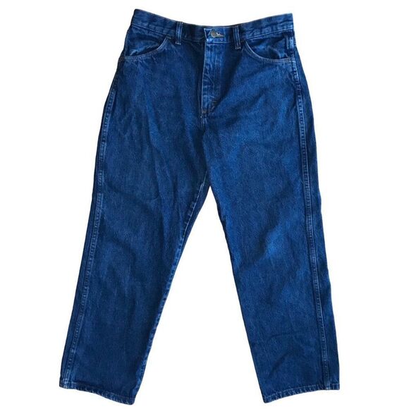 Vintage 90s Grunge Rustler Skater Low Rise Dark Wash Denim Wide Leg Jeans / 16 - Picture 5 of 7